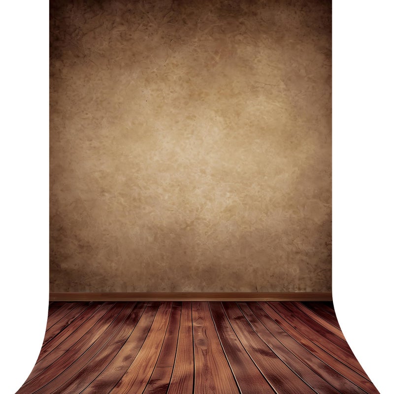 Riyidecor Brown Backdrop Rustic Wall Wooden Floor 5Wx7H Feet Soft Fabric Polyester Newborn Abstract Portrait Baby Photography Background Decorations Birthday Headshot Photo Backdrop for Photoshoot - Image 1